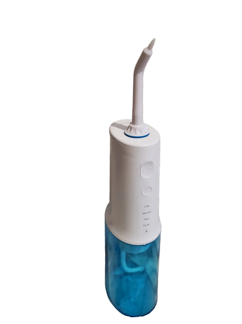 White and blue dental flosser 